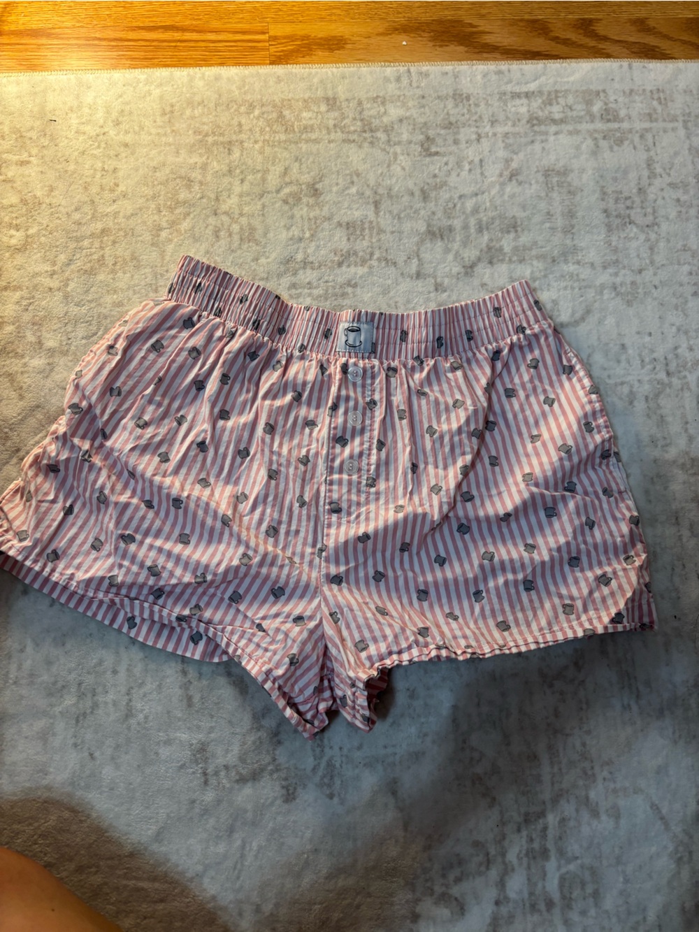Women's Pink Striped Athletic Lounge Shorts with Playful Print